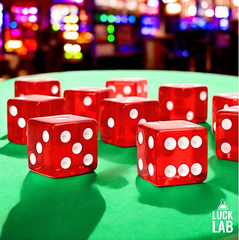 Luck Lab 10 Piece 19 mm Dice Pack - Acrylic and Translucent D6 Dice, Square w/Rounded Edge for Casino, Craps, RPG MTG DND Dice Table Games and Board Games (Red) - Image 5